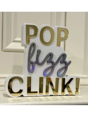 Ashland Pop Fizz Clink! Gold and White Party Sign